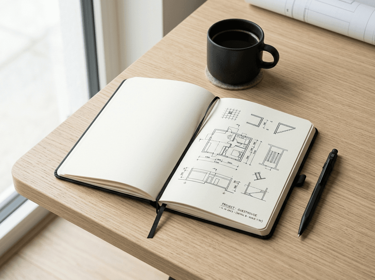 Notebook with text: Learn Create Build Belong
